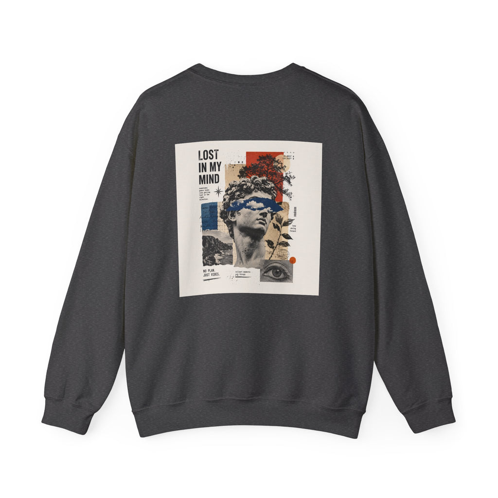 Lost in My Mind Crewneck Sweatshirt — Retro Collage Art Pullover