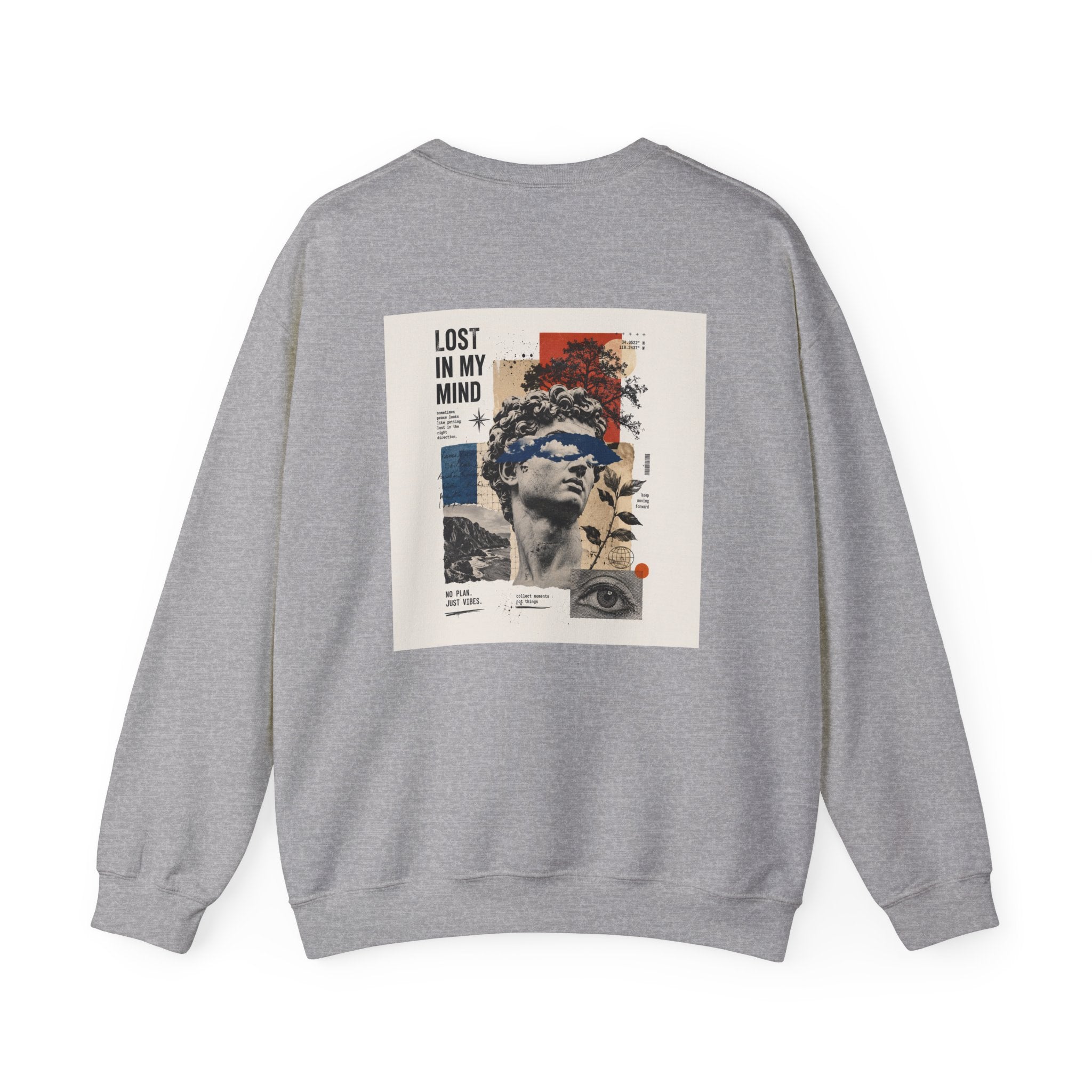 Lost in My Mind Crewneck Sweatshirt — Retro Collage Art Pullover
