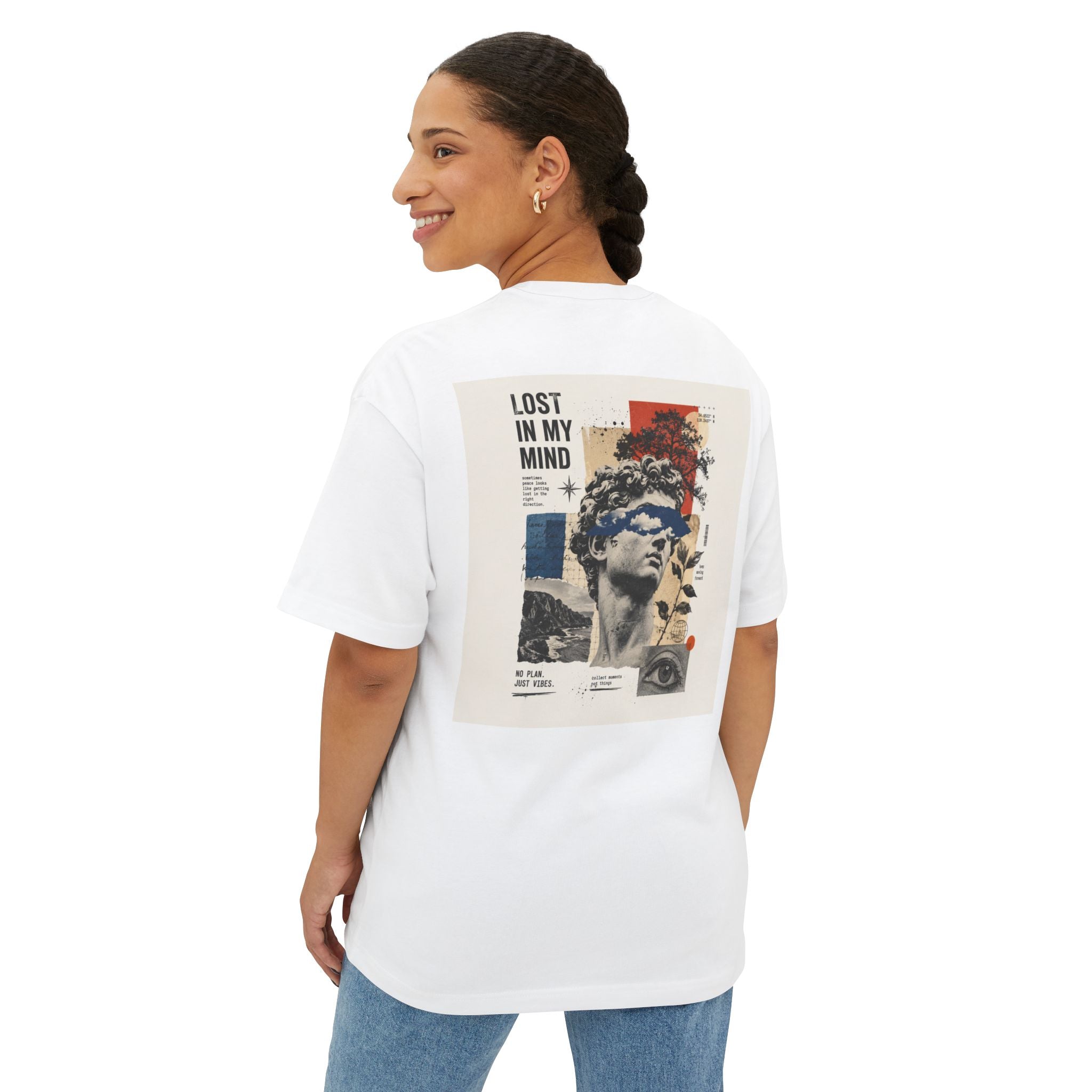 Lost in My Mind Graphic Tee — Retro Collage Art Oversized T-Shirt
