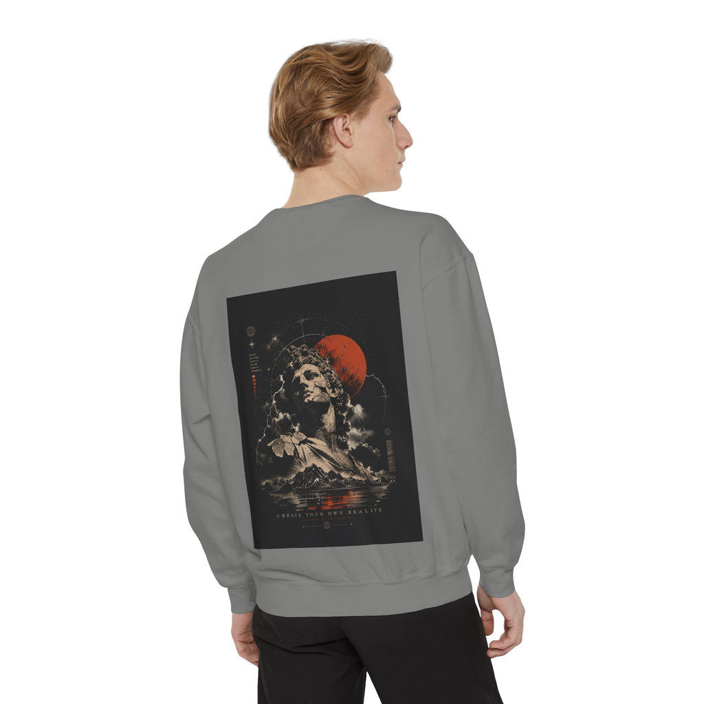 I Create Your Own Reality Sweatshirt — Vintage Statue Moon Graphic Sweatshirt