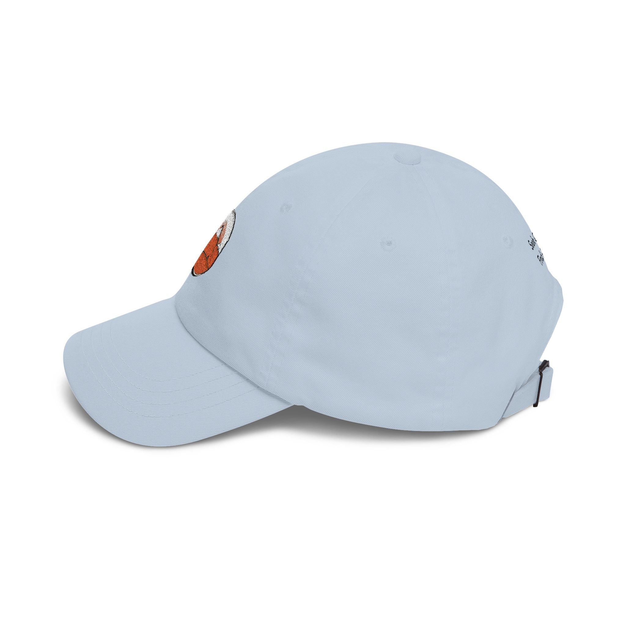 Dad Cap — Embroidered Orange Mountain Patch & “Seek Quiet Find Adventure” Back Text