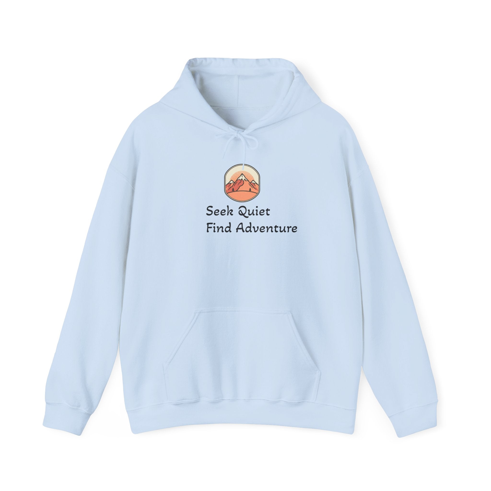 Adventure Hoodie – "Seek Quiet, Find Adventure" Mountain Outdoor Pullover