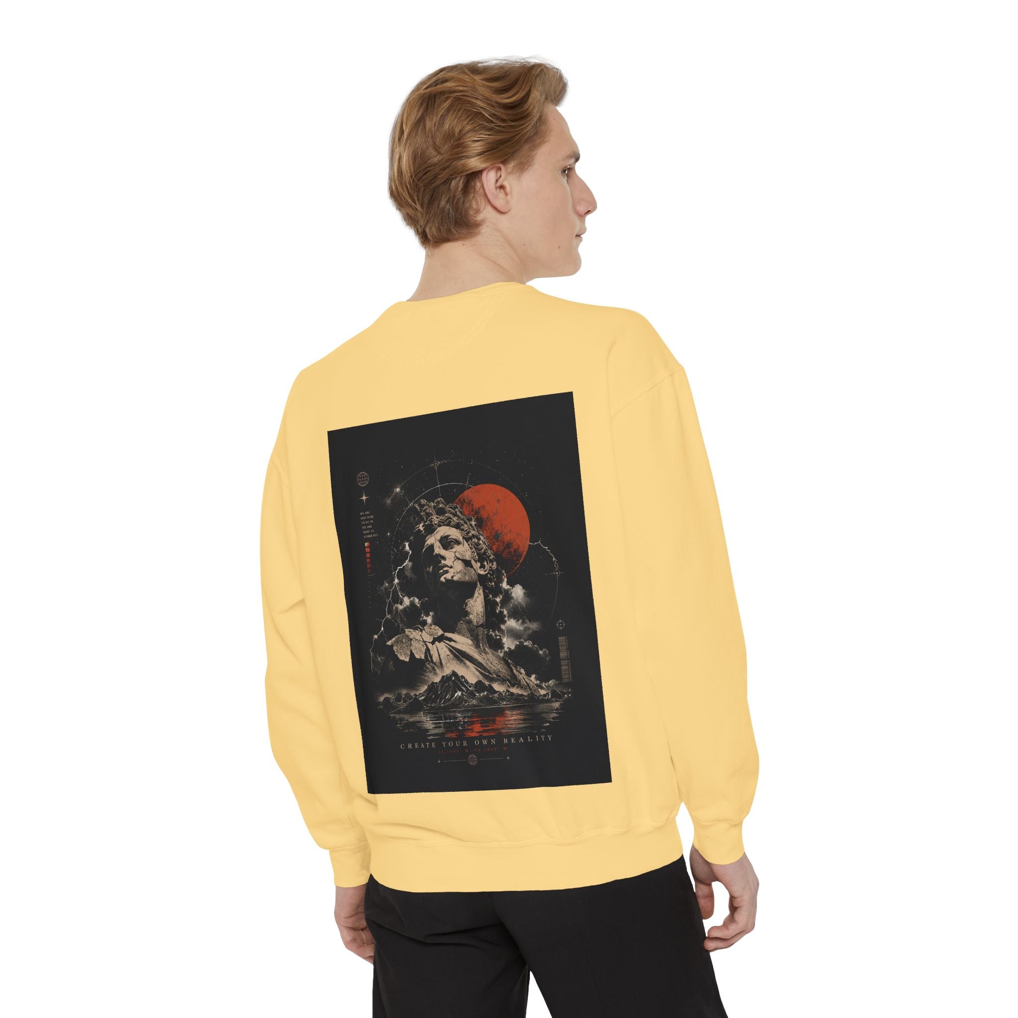 I Create Your Own Reality Sweatshirt — Vintage Statue Moon Graphic Sweatshirt