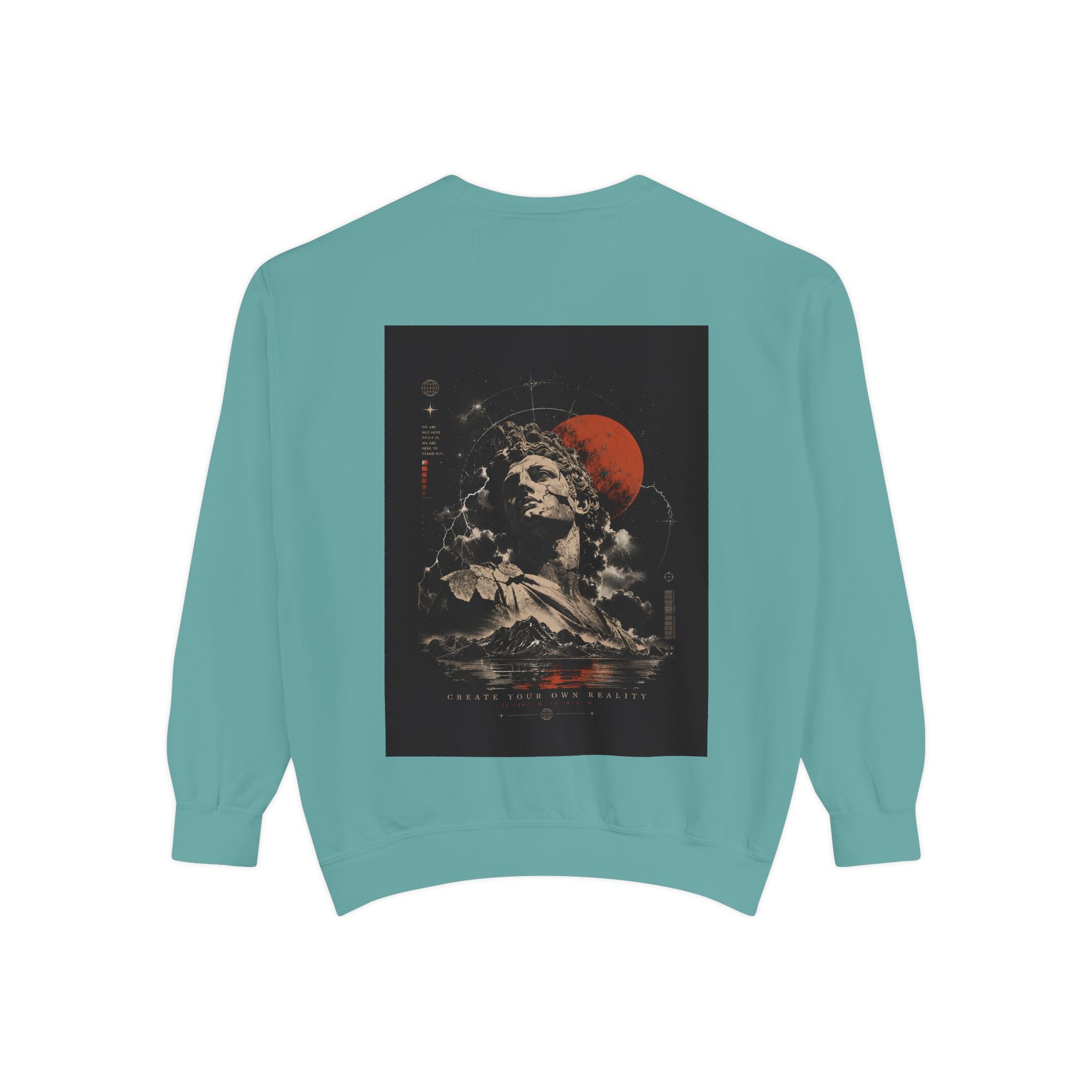 I Create Your Own Reality Sweatshirt — Vintage Statue Moon Graphic Sweatshirt