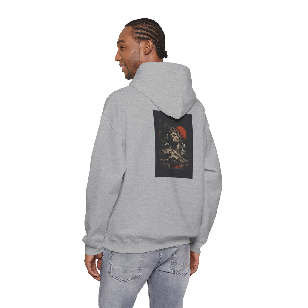 Hoodie — Vintage Skull & Red Moon Graphic Pullover