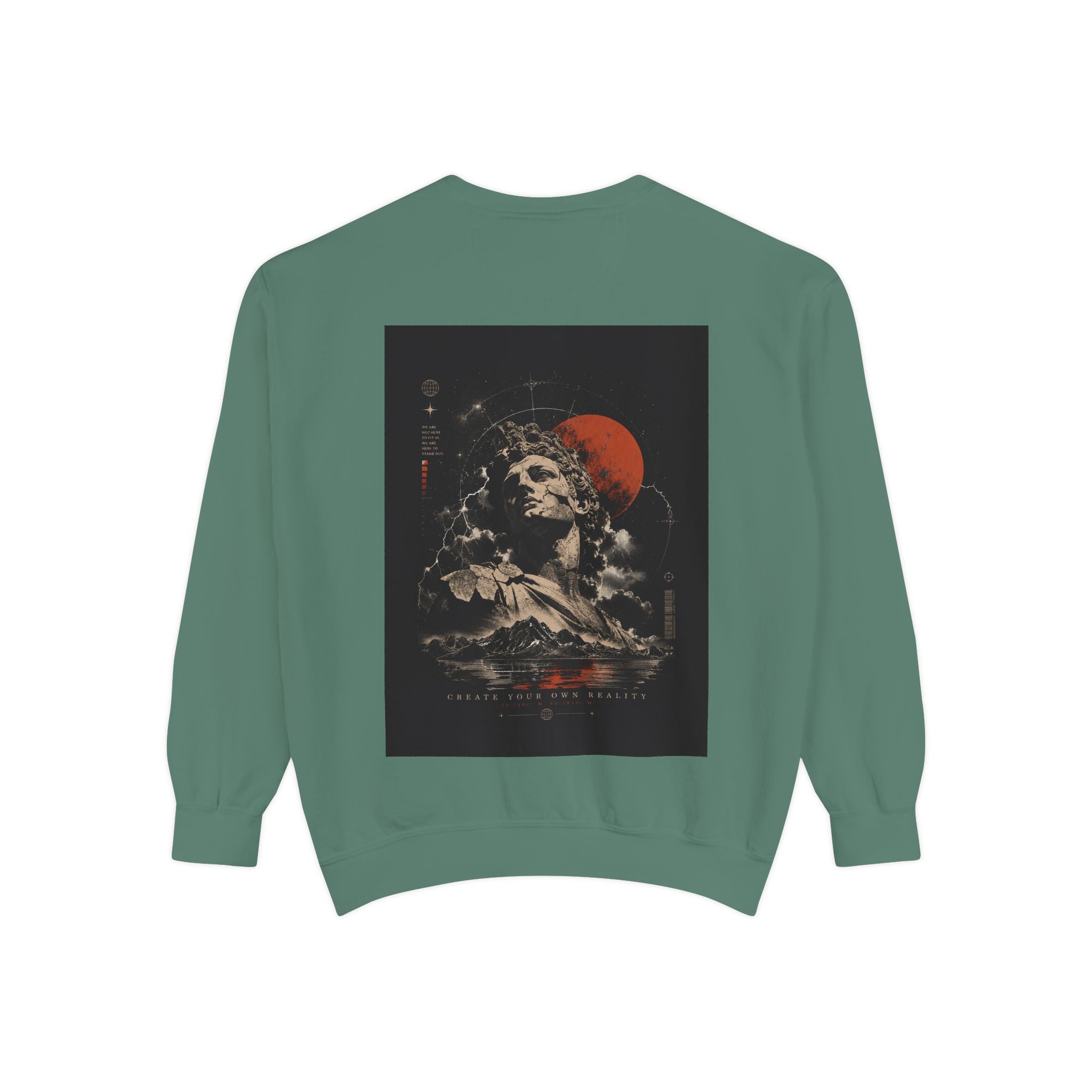 I Create Your Own Reality Sweatshirt — Vintage Statue Moon Graphic Sweatshirt