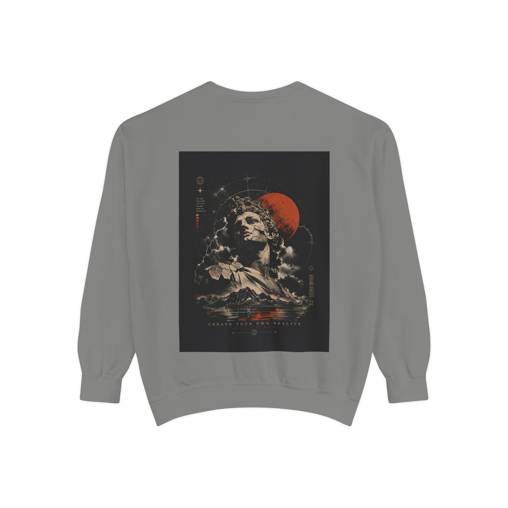 I Create Your Own Reality Sweatshirt — Vintage Statue Moon Graphic Sweatshirt