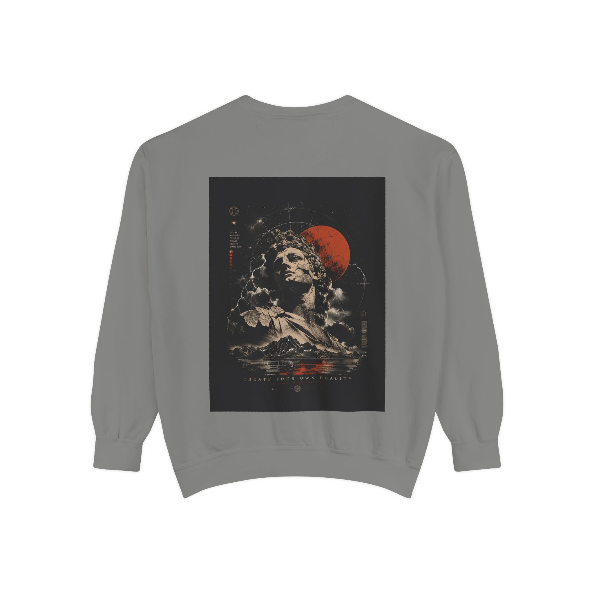 I Create Your Own Reality Sweatshirt — Vintage Statue Moon Graphic Sweatshirt
