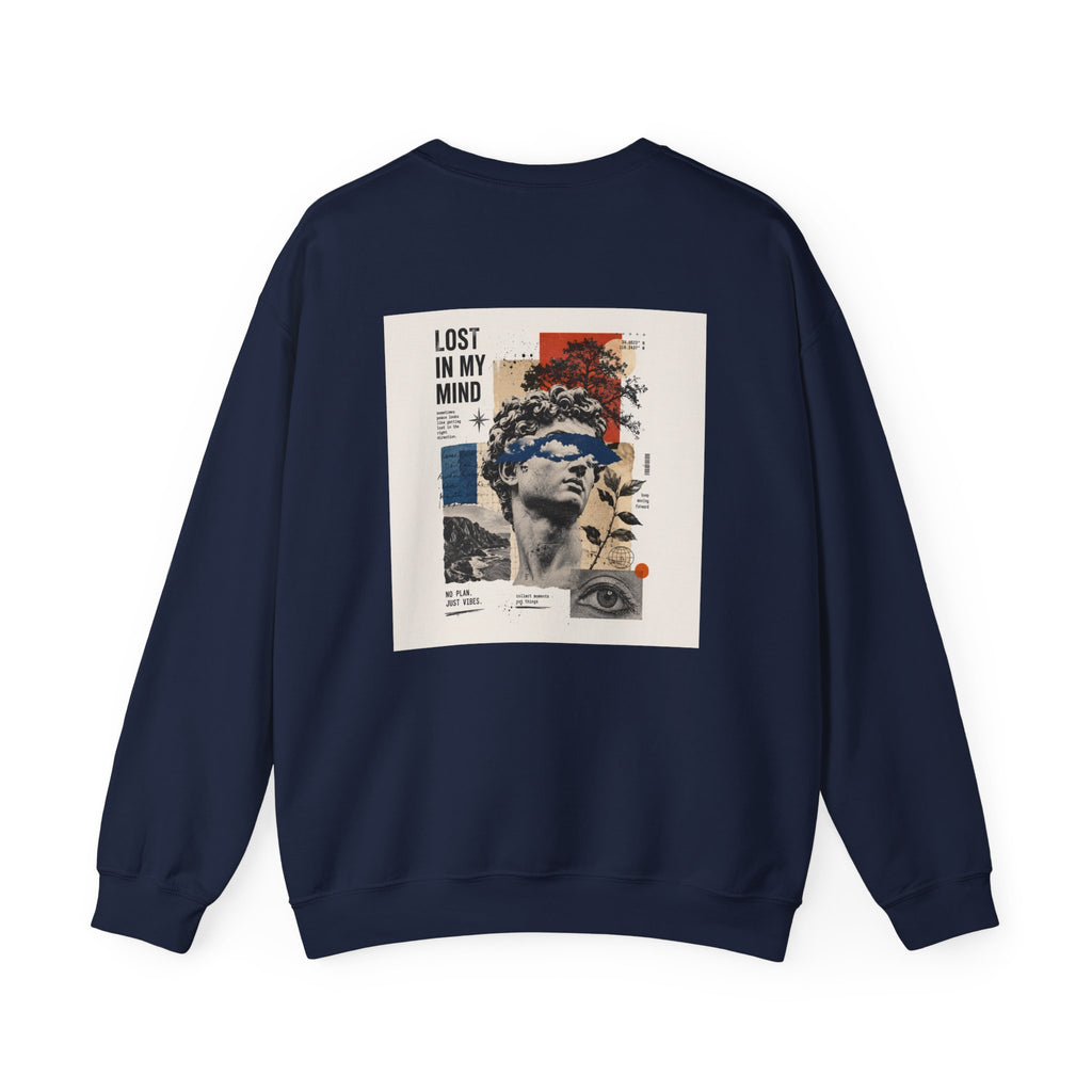 Lost in My Mind Crewneck Sweatshirt — Retro Collage Art Pullover