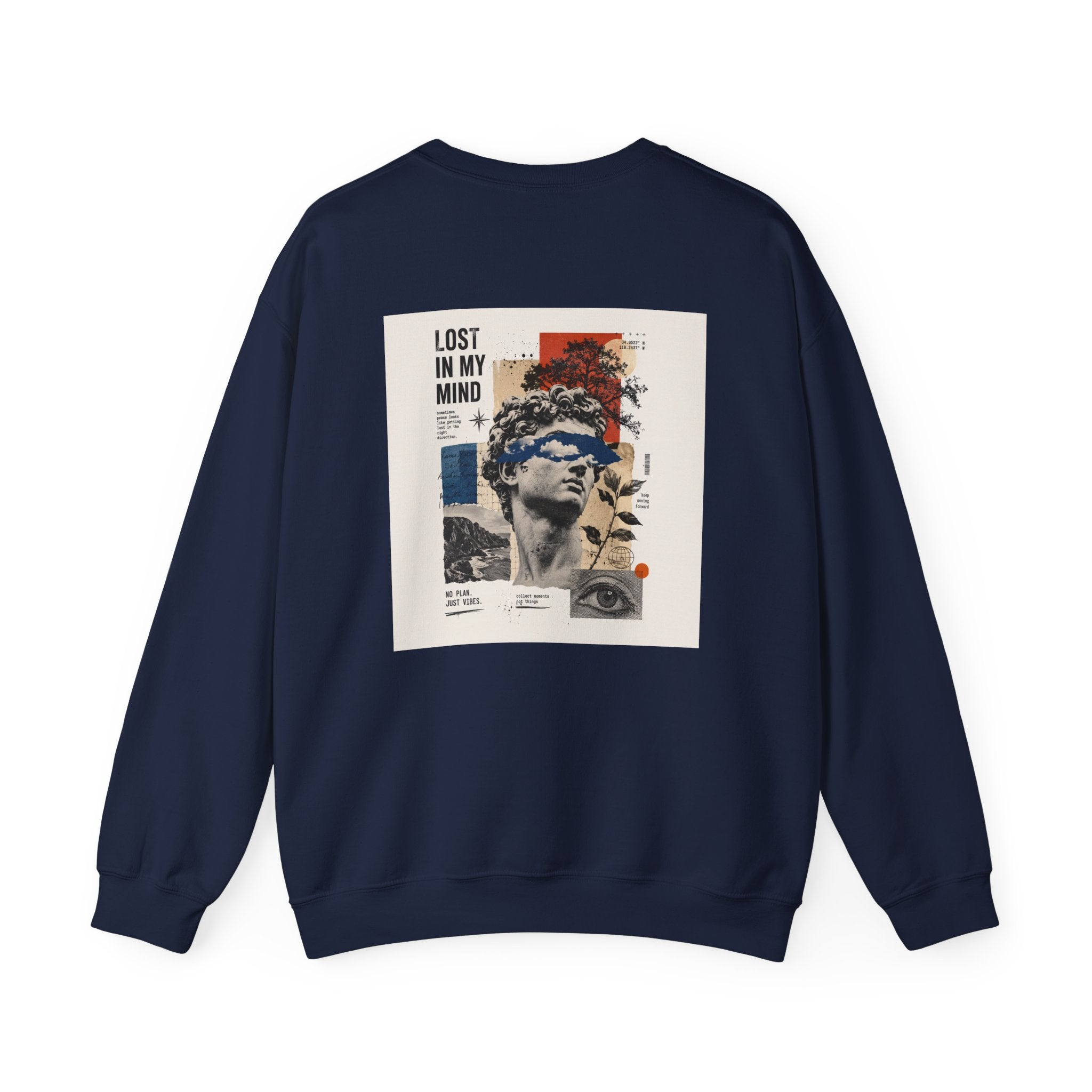 Lost in My Mind Crewneck Sweatshirt — Retro Collage Art Pullover