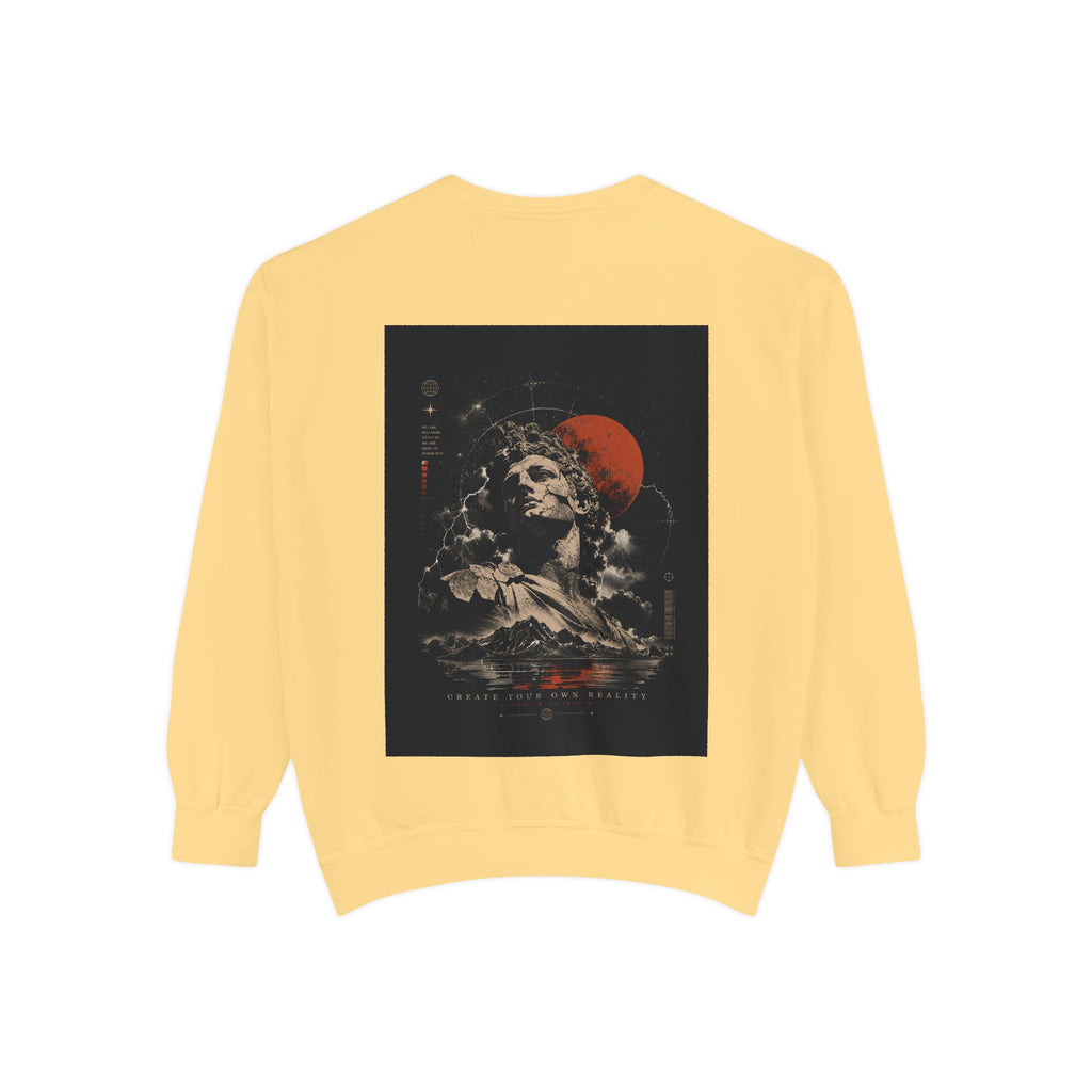 I Create Your Own Reality Sweatshirt — Vintage Statue Moon Graphic Sweatshirt