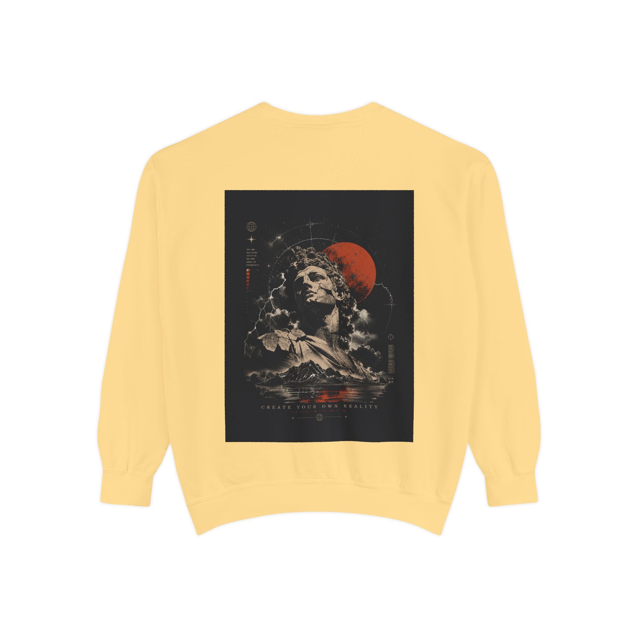 I Create Your Own Reality Sweatshirt — Vintage Statue Moon Graphic Sweatshirt