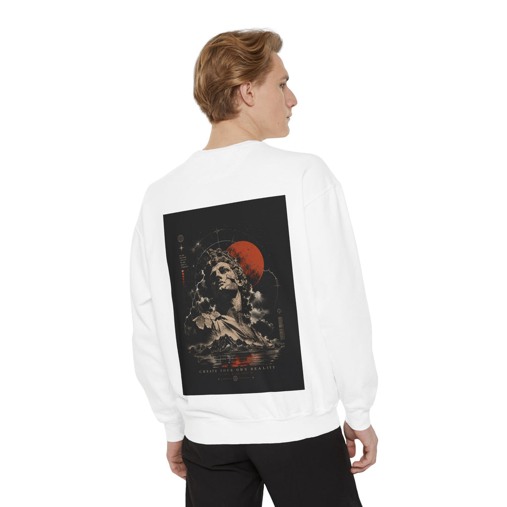 I Create Your Own Reality Sweatshirt — Vintage Statue Moon Graphic Sweatshirt