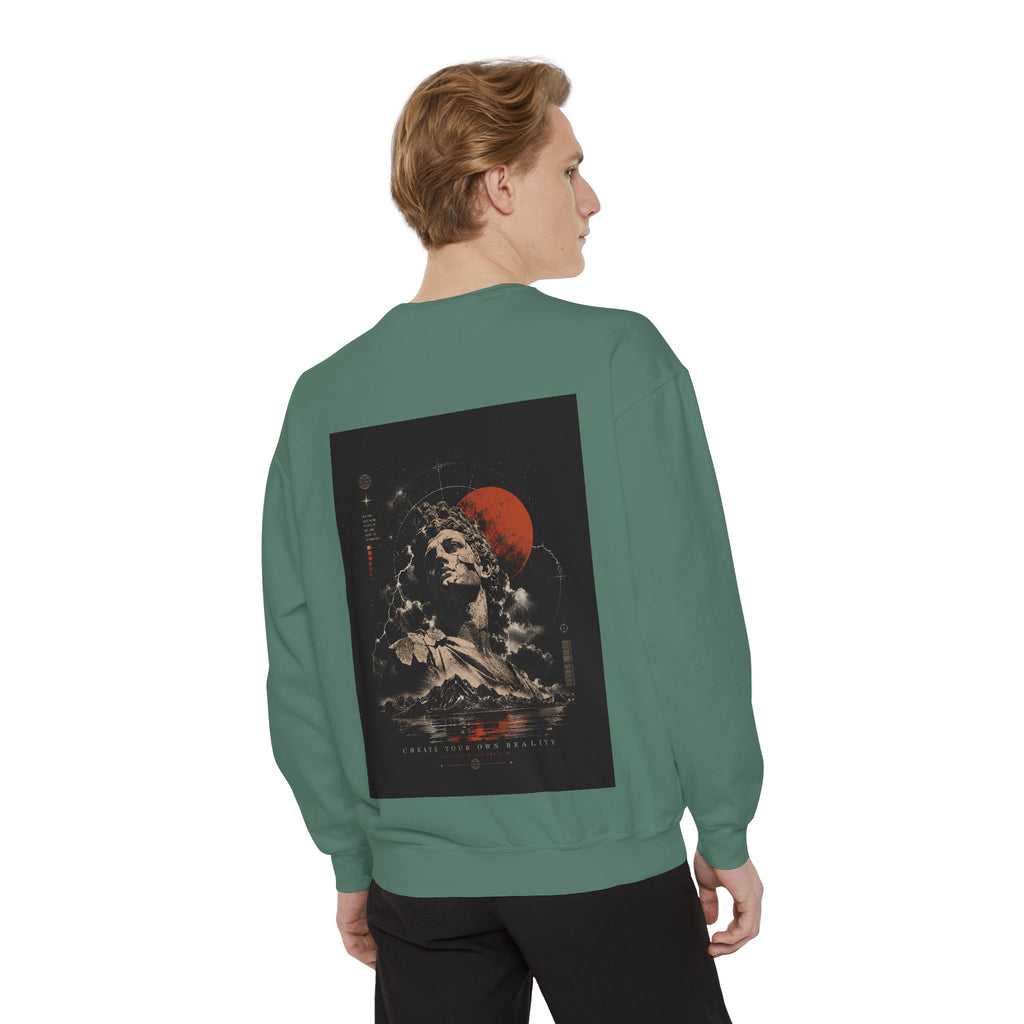 I Create Your Own Reality Sweatshirt — Vintage Statue Moon Graphic Sweatshirt