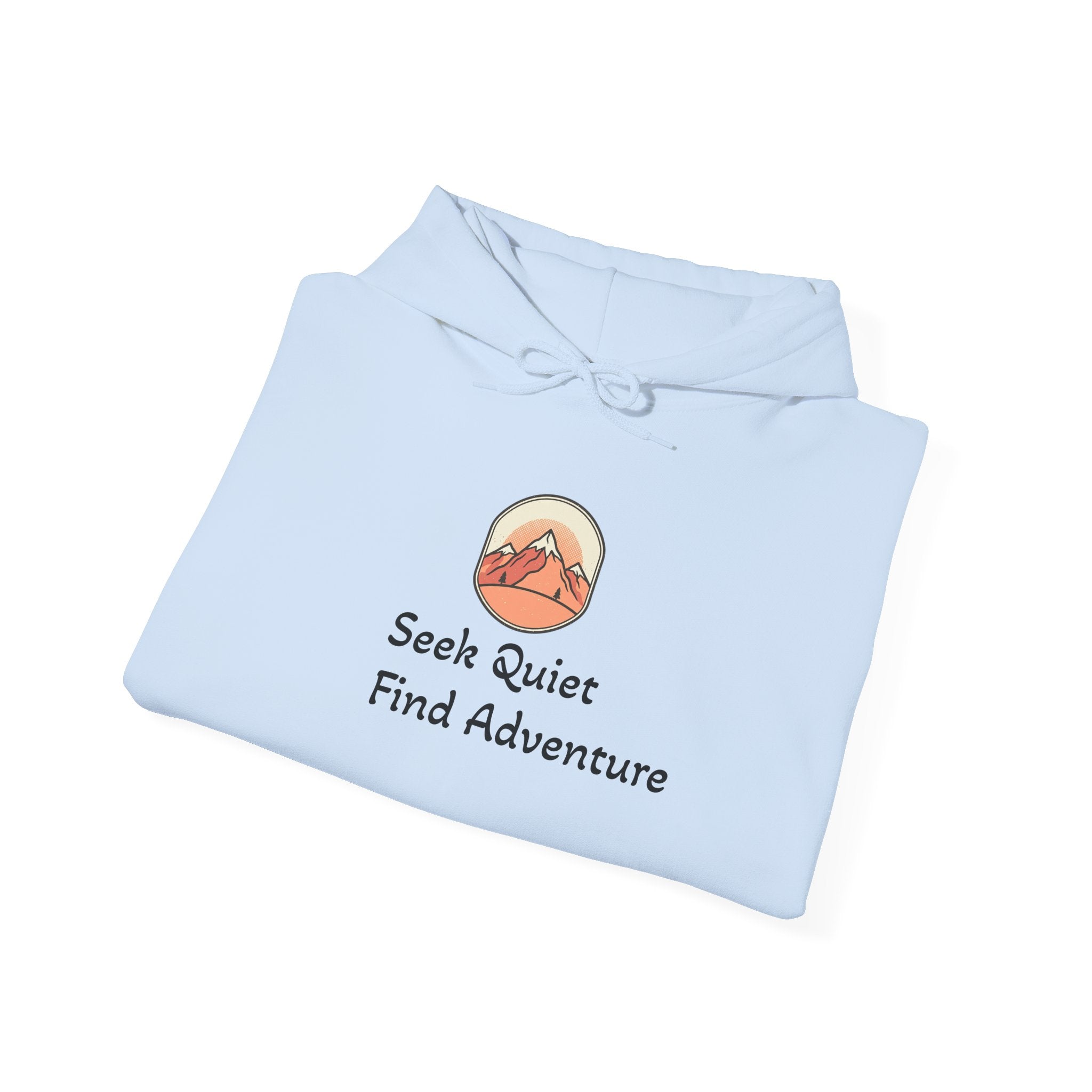 Adventure Hoodie – "Seek Quiet, Find Adventure" Mountain Outdoor Pullover