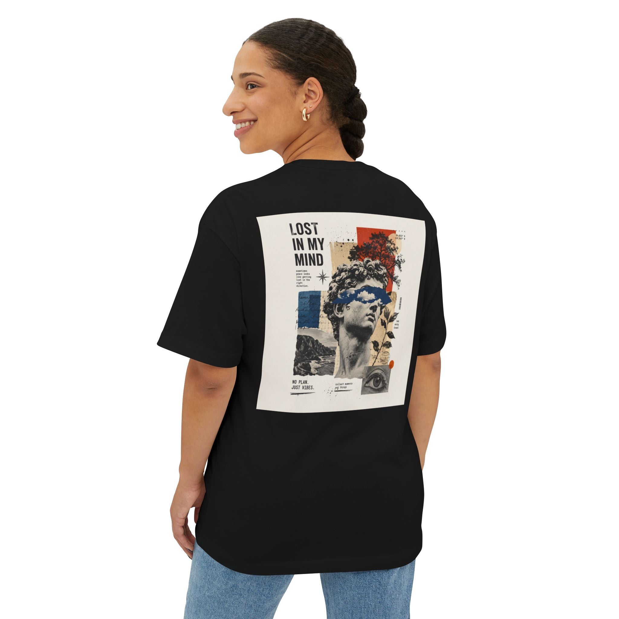 Lost in My Mind Graphic Tee — Retro Collage Art Oversized T-Shirt
