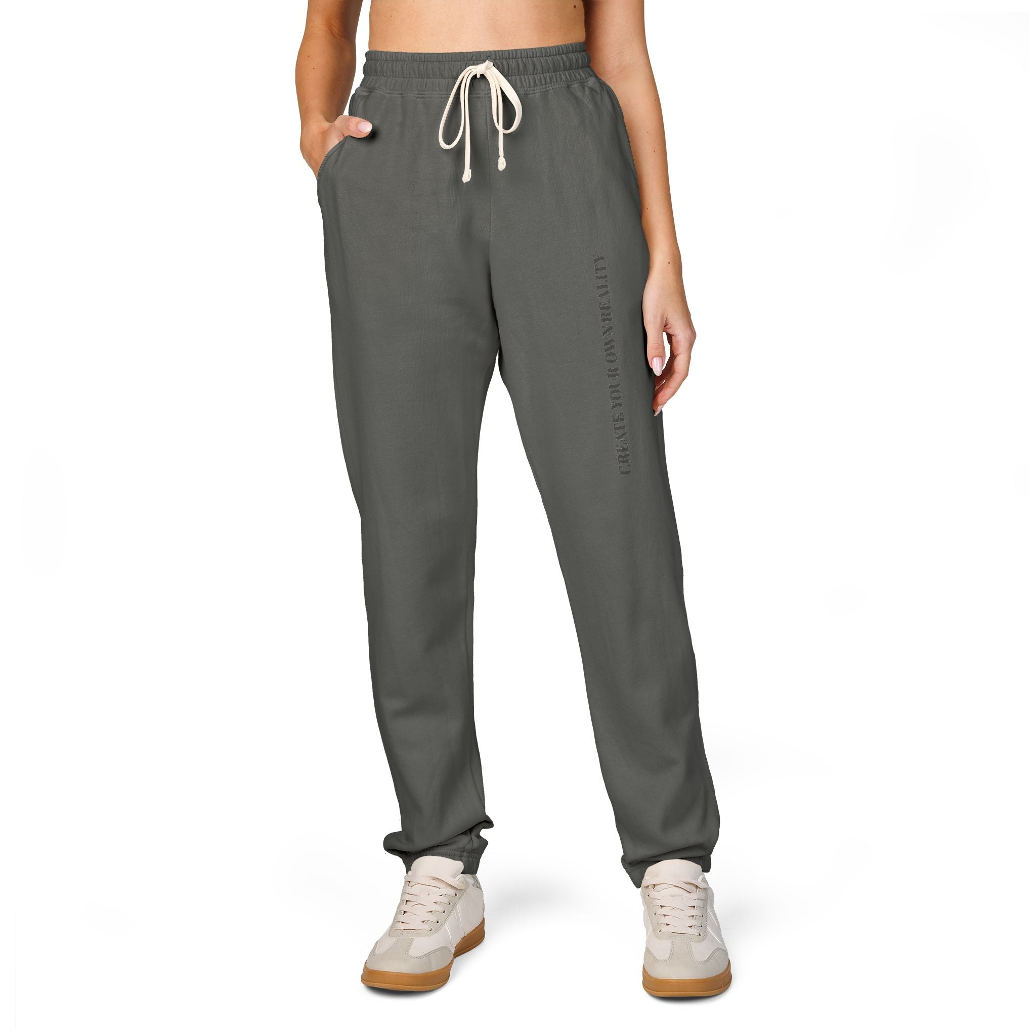 Embroidered Side Logo Fleece Sweatpants — Garment-Dyed Comfort Joggers