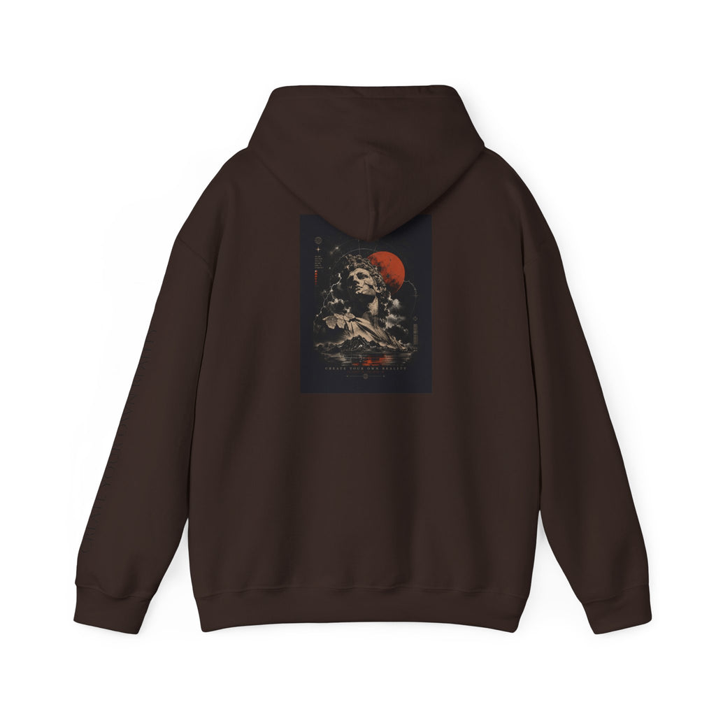 Hoodie — Vintage Skull & Red Moon Graphic Pullover