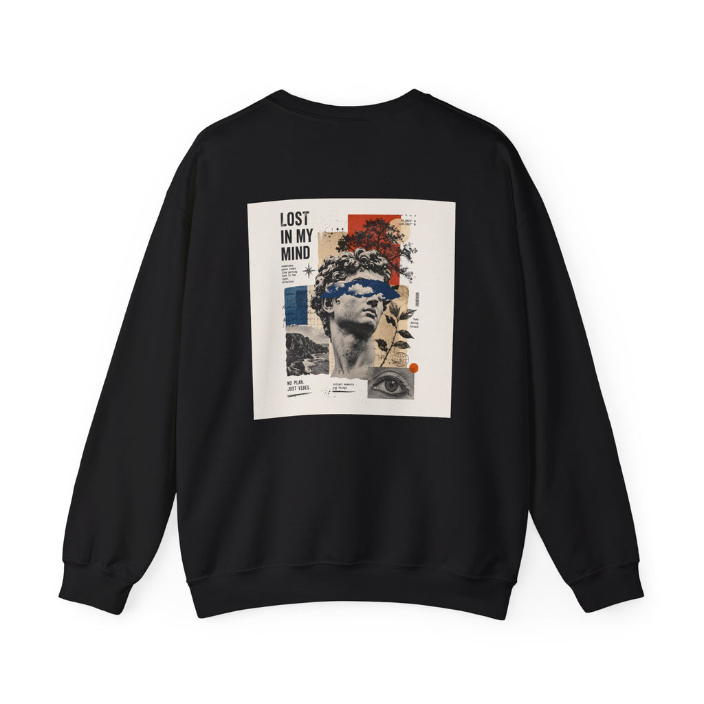 Lost in My Mind Crewneck Sweatshirt — Retro Collage Art Pullover