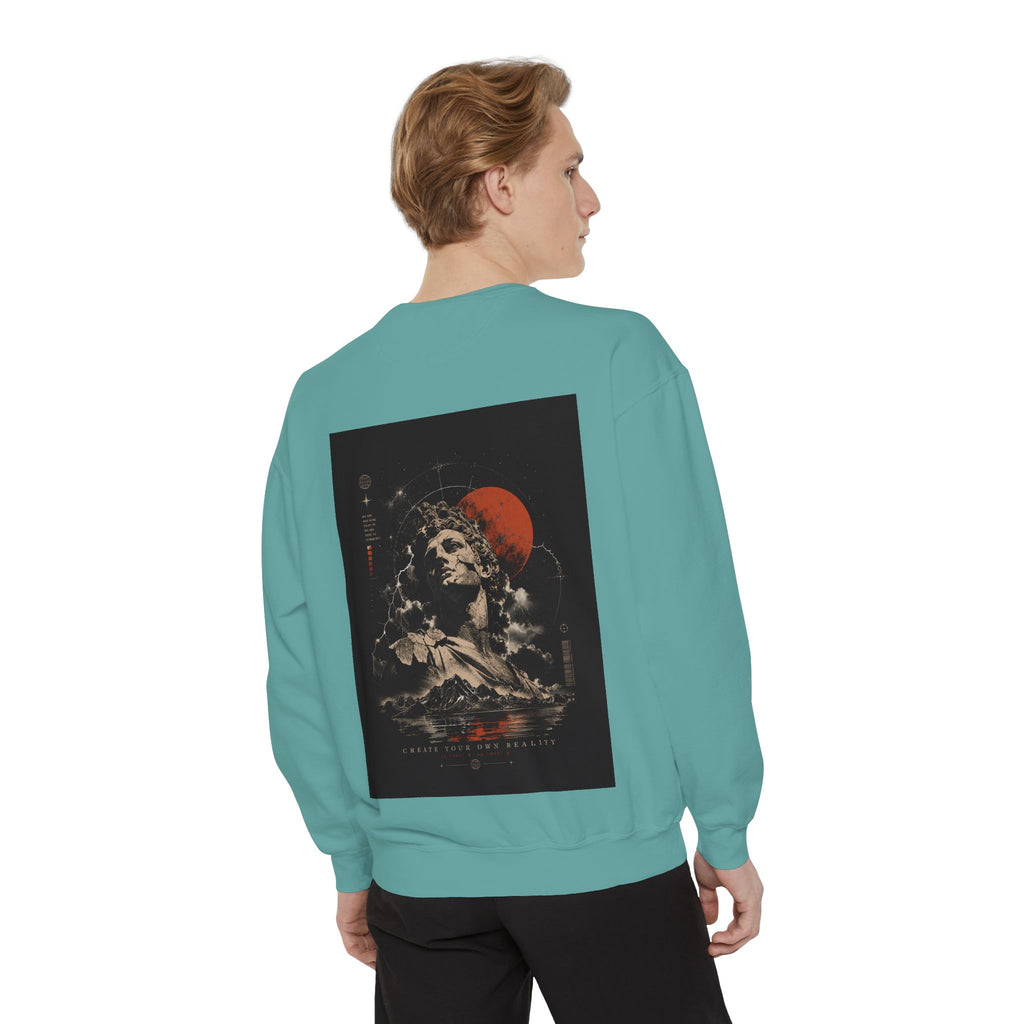 I Create Your Own Reality Sweatshirt — Vintage Statue Moon Graphic Sweatshirt