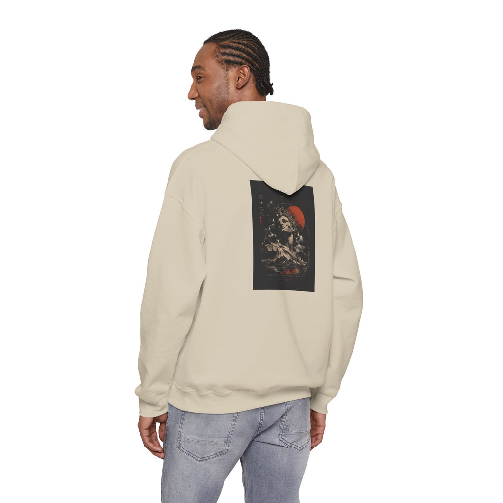 Hoodie — Vintage Skull & Red Moon Graphic Pullover
