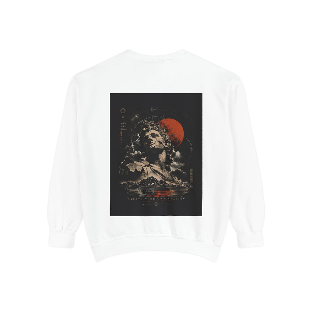 I Create Your Own Reality Sweatshirt — Vintage Statue Moon Graphic Sweatshirt
