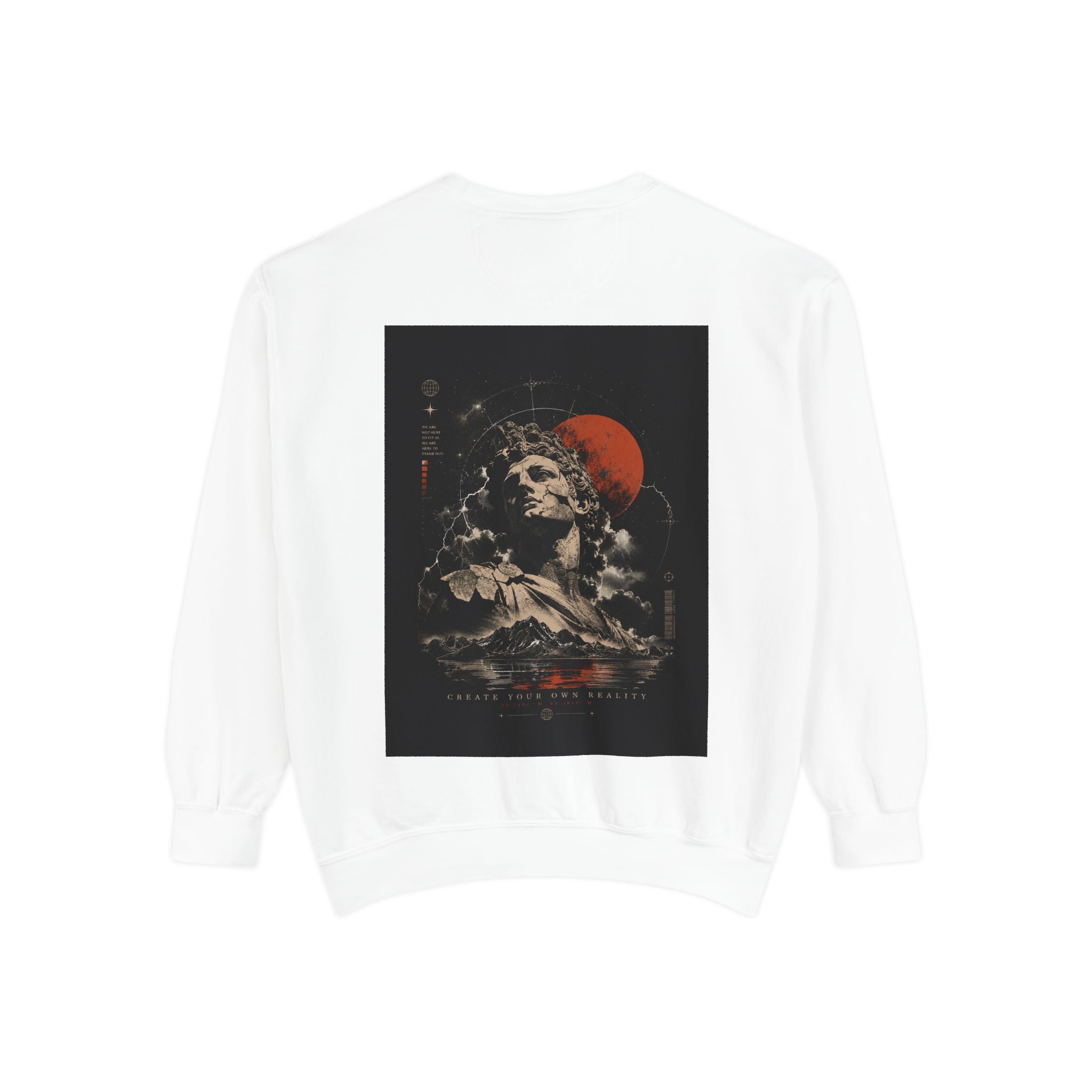 I Create Your Own Reality Sweatshirt — Vintage Statue Moon Graphic Sweatshirt